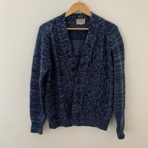 Vintage Sears Blue Marbled Chunky Knit Cardigan